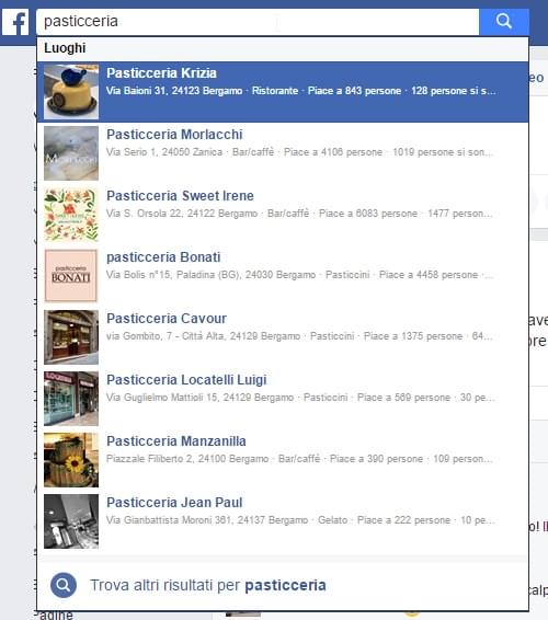 risultati di ricerca facebook pasticcieria